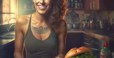 bocadillo y una ensalada de pavo con aguacate