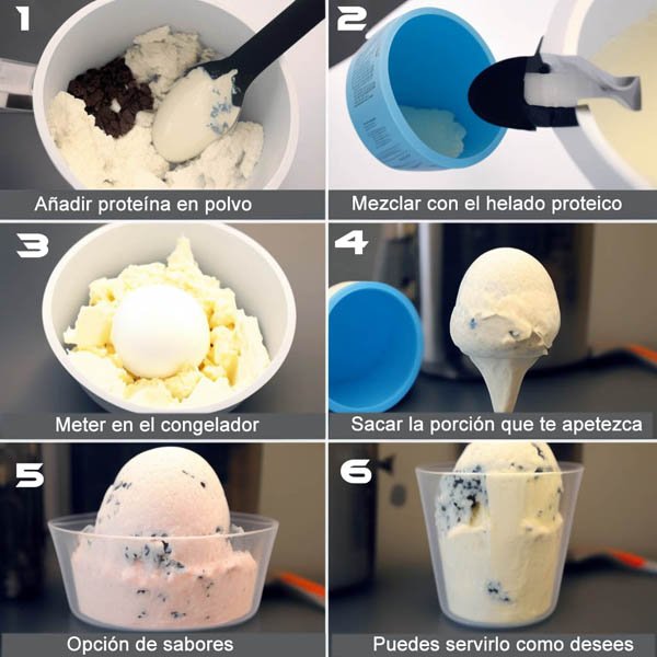 pasos para servir un helado proteico
